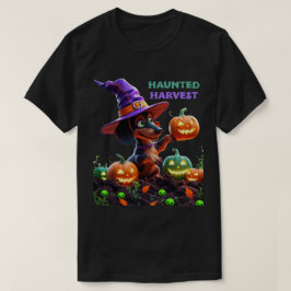 ハロウィン収穫 – 魔女のダックスフント ハロウィンガーデン Tシャツ