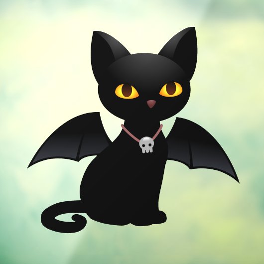 ハロウィン吸血鬼黒猫羽根窓用ステッカー ウィンドウサイン (シート3)