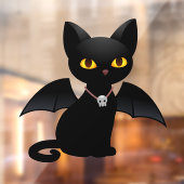 ハロウィン吸血鬼黒猫羽根窓用ステッカー ウィンドウサイン (シート2)
