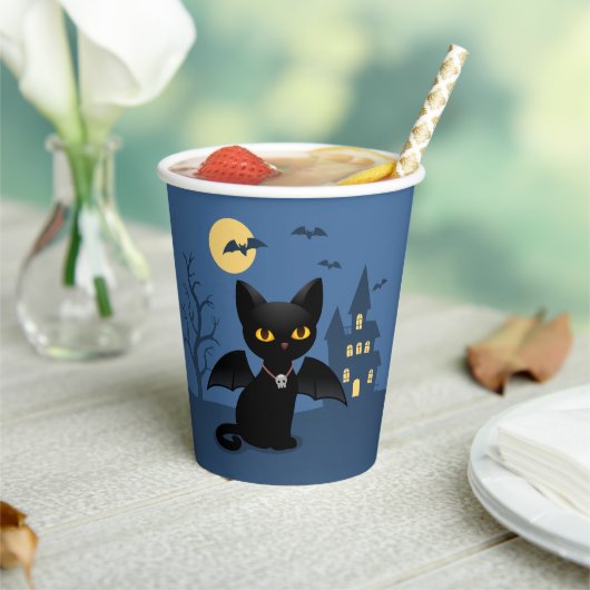 ハロウィン吸血鬼 黒猫の羽 ペーパーカップ (インサイチュ)