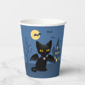 ハロウィン吸血鬼 黒猫の羽 ペーパーカップ (裏面)