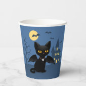 ハロウィン吸血鬼 黒猫の羽 ペーパーカップ (正面)