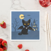 ハロウィン吸血鬼 黒猫羽 ナプキン スタンダードランチョンナプキン (インサイチュ)