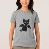 ハロウィン吸血鬼 黒猫 翼 トライブレンドTシャツ (正面)