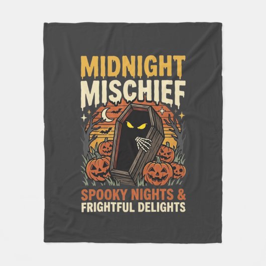 ハロウィン墓地のいたずら フリースブランケット (正面)