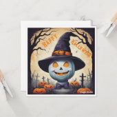 ハロウィン墓地のダウンロード可能なグリーティングカード カード (正面/裏面インサイチュ)