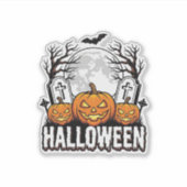 ハロウィン墓地カボチャビンテージ彫刻デザイン シール (正面)
