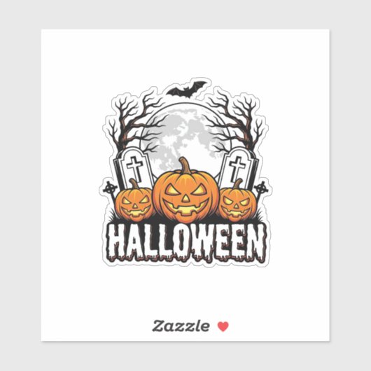 ハロウィン墓地カボチャビンテージ彫刻デザイン シール (シート)