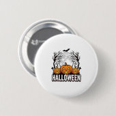 ハロウィン墓地カボチャビンテージ彫刻デザイン 缶バッジ (正面&裏面)