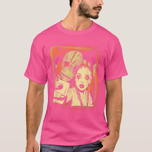 ハロウィン墓地コミックホラー モンスター アート Tシャツ (正面)