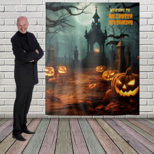 ハロウィン墓地シーン ハギングバックドロップ タペストリー