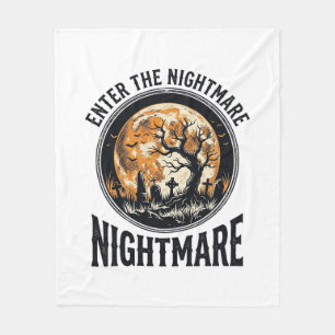 ハロウィン墓地Tシャツビンテージバットムーンデザイン_ フリースブランケット