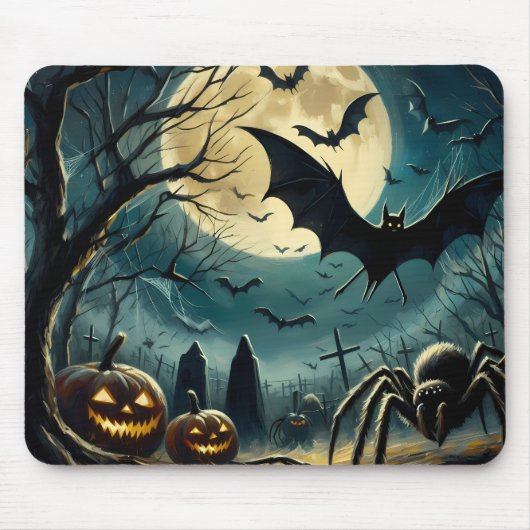 ハロウィン墓場のシーン マウスパッド マウスパッド (正面)