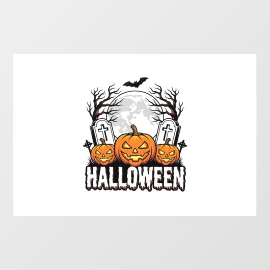 ハロウィン墓場カボチャビンテージ彫刻デザイン ウィンドウサイン (シート)