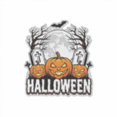 ハロウィン墓場カボチャビンテージ彫刻デザイン シール (正面)