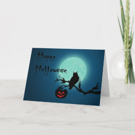 ハロウィン夜カボチャフクロウ カード