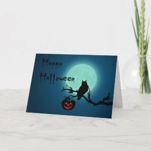 ハロウィン夜カボチャフクロウ カード