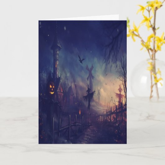 ハロウィン夜カード カード (黄色い花)