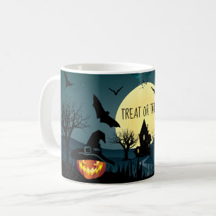 ハロウィン夜マグ- "御馳走またはトリック"の魔法 コーヒーマグカップ