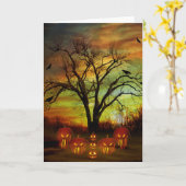 ハロウィン夜挨拶状 カード (黄色い花)