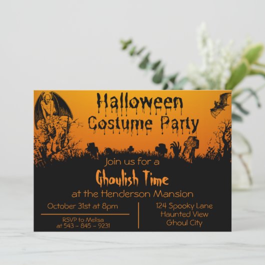 ハロウィン大人コスチュームパーティー招待状 サンキューカード (スタンド正面)