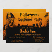 ハロウィン大人コスチュームパーティー招待状 サンキューカード (正面/裏面)