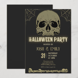 ハロウィン大人パーティーのドクロ 招待状