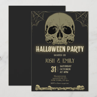 ハロウィン大人パーティーのドクロ 招待状