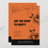 ハロウィン大人パーティ招待状 スケルトン 招待状 (正面/裏面)