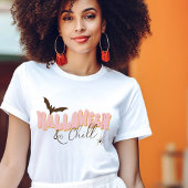 ハロウィン女の子らしレトロピンクオレンジタイポグラフィおもしろい トライブレンドＴシャツ