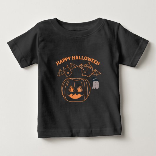 ハロウィン女性用コスチューム衣類ブラック ベビーTシャツ (正面)