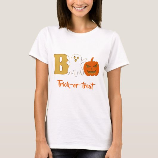 ハロウィン女性用Tシャツおもしろブー Tシャツ (正面)