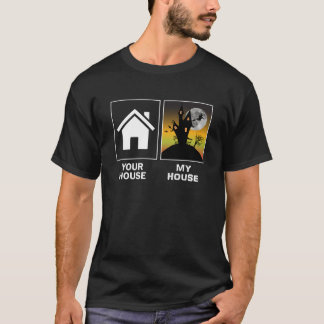 ハロウィン好きな男性女性のためのスプーキーな家の装飾 Tシャツ