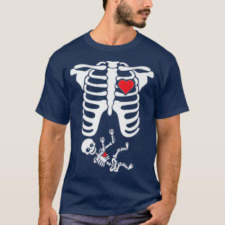 ハロウィン妊婦のパンプキンスケルトンおもしろいプレグナン Tシャツ