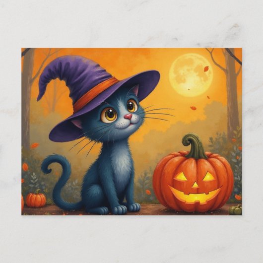 ハロウィン子猫とかぼちゃ シーズンポストカード (正面)
