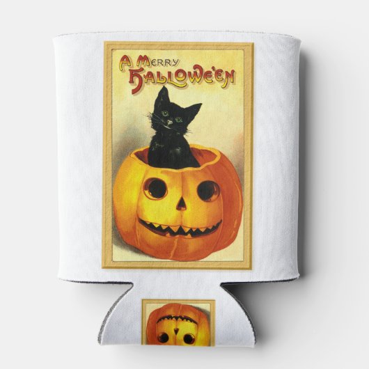 ハロウィン子猫ハロウィーンのカボチャのちょうちん缶に座クールる 缶クーラー (裏面)