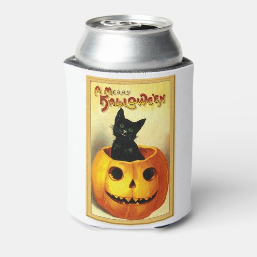 ハロウィン子猫ハロウィーンのカボチャのちょうちん缶に座クールる 缶クーラー (缶裏面)