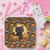ハロウィン子猫 ペーパープレート (パーティー)