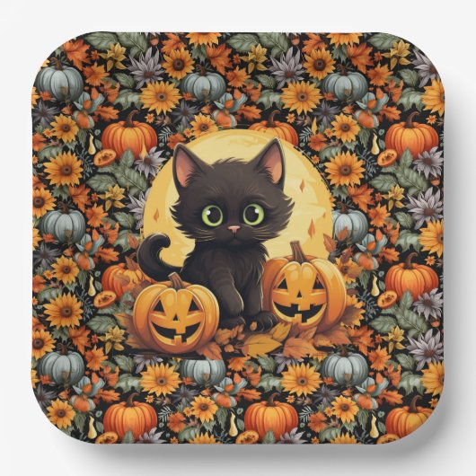 ハロウィン子猫 ペーパープレート (正面)