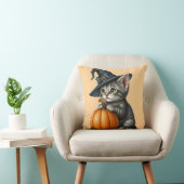 ハロウィン子猫、魔女の帽子をかぶったハロウィン猫、 クッション (椅子)