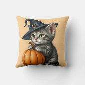 ハロウィン子猫、魔女の帽子をかぶったハロウィン猫、 クッション (裏面)
