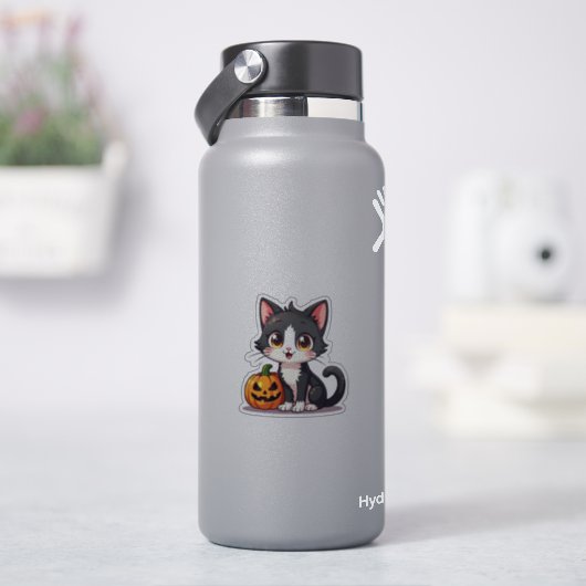 ハロウィン子猫 - 黒と白のちび シール (HydroFlask)