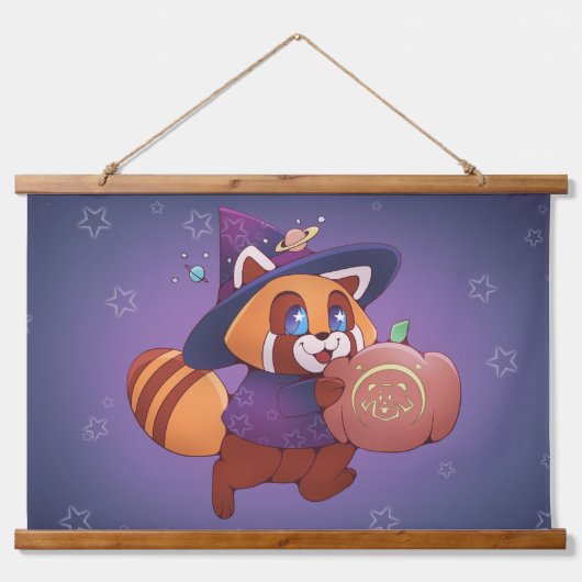ハロウィン宇宙パンダ 吊り下げ型タペストリー (正面)