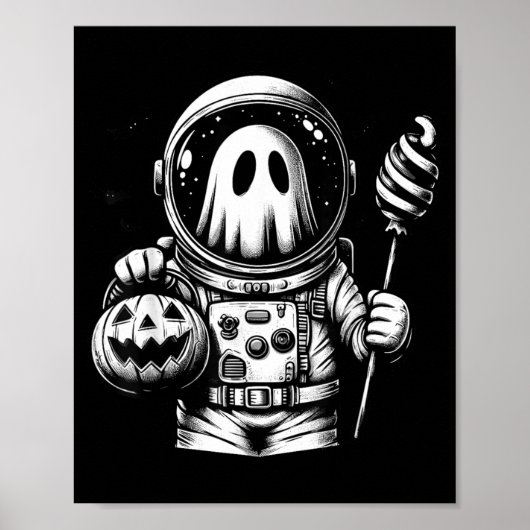 ハロウィン宇宙飛行士コスチュームおばけ動物ブー ポスター (正面)