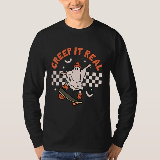 ハロウィン実在のトリックやかわいい幽霊を扱う Tシャツ (正面)