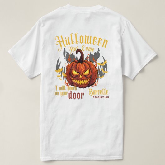 ハロウィン実在の恐怖の時間 Tシャツ (デザイン裏面)