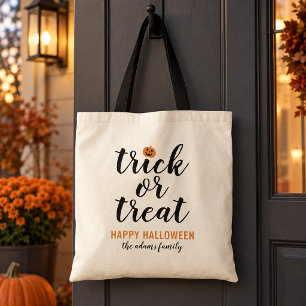ハロウィン家族名入りTrick or Treat ナチュラル トートバッグ
