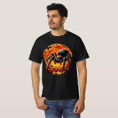 ハロウィン巨大クモ、コウモリとカボチャTシャツ Tシャツ (正面フル)