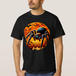 ハロウィン巨大クモ、コウモリとカボチャTシャツ Tシャツ