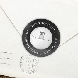 ハロウィン差出人住所不気味フクロウ ラウンドシール